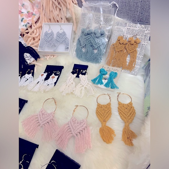 HaNdMaDe BÖHÖ fRiNgY MaCrAmÉ» 925s sTeRliNg SiLvEr [STAMPED] BoHeMiAn EaRrInGs - Picture 4 of 17